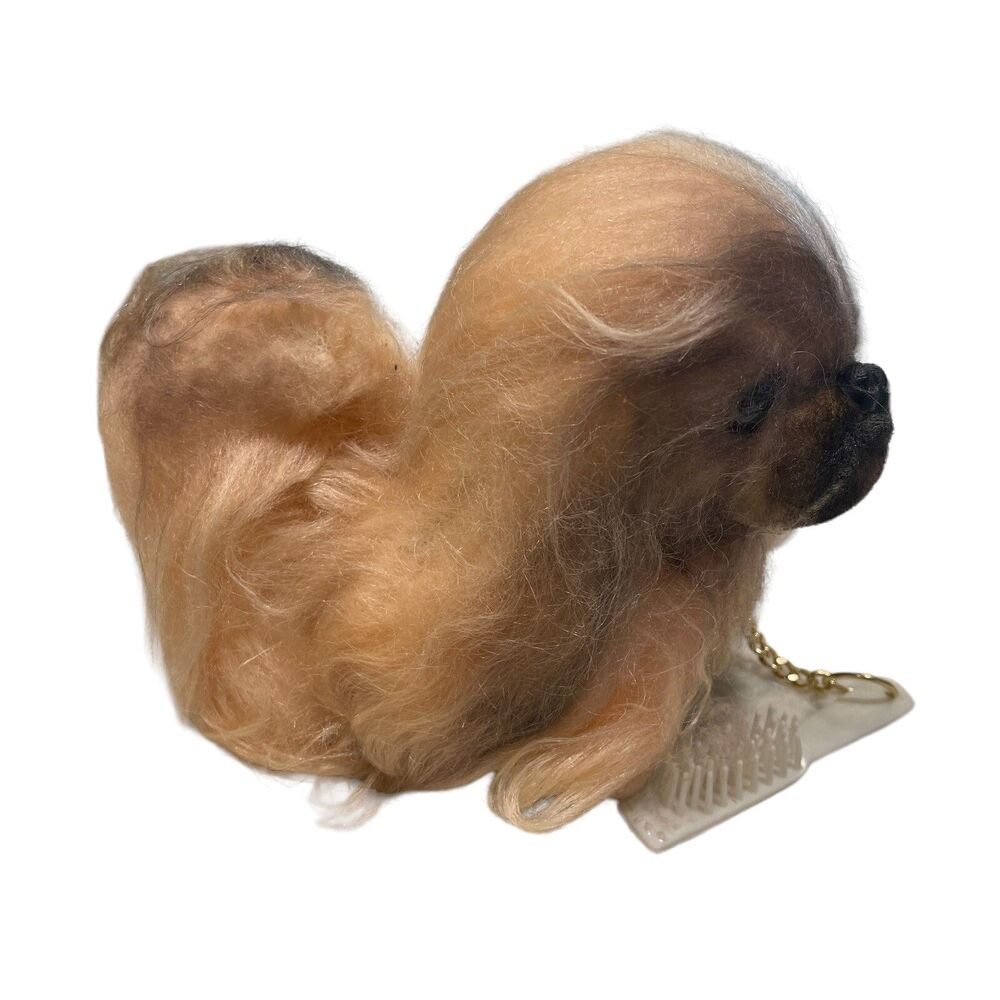 Russ Berrie & Co. Vtg 1970 Pekingese Pug Shiz Tsu Long Hair Dog Plush Japan